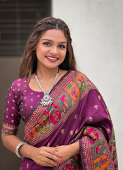 Nakshatra Purple Kanjeevaram silk saree