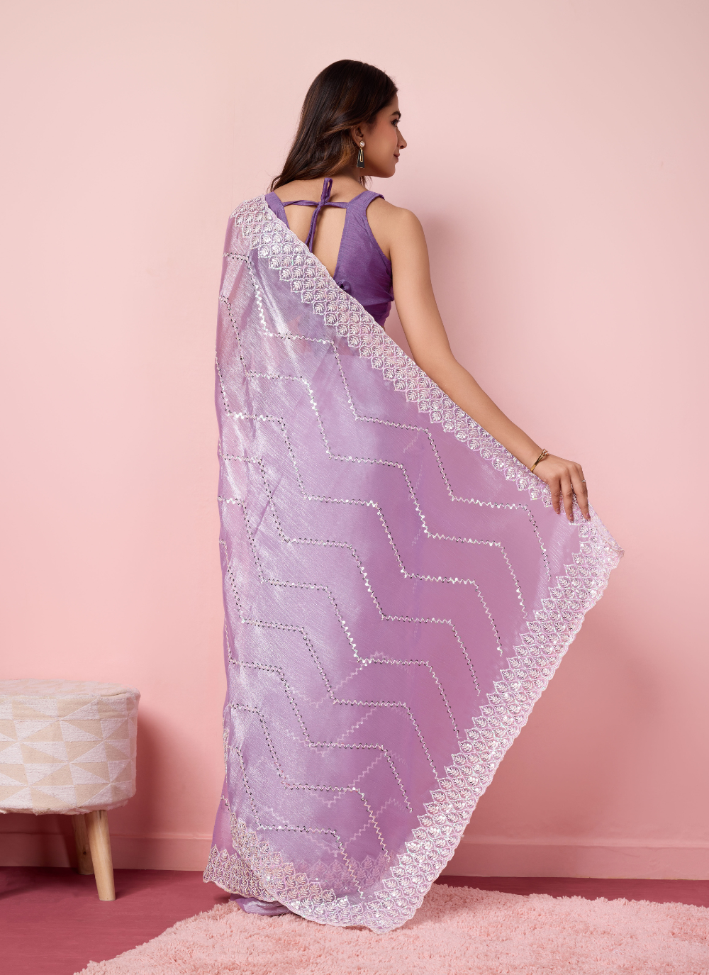 Nakshatra Lavender Burberry silk saree
