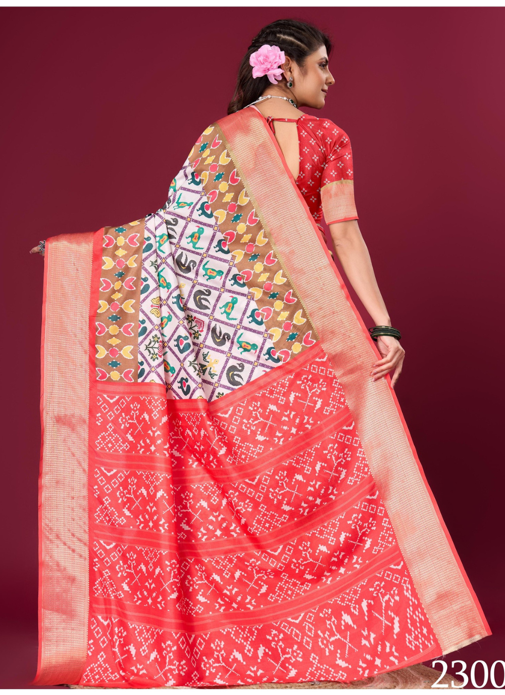 Nakshatra Red and White Patola silk saree