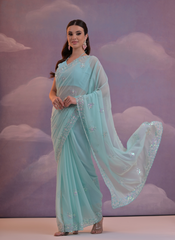 Nakshatra Sky Blue sequenced saree