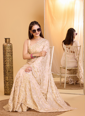 Nakshatra Beige Embroidered Organaza Saree