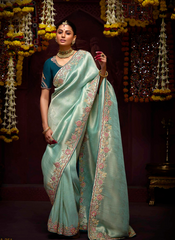 Nakshatra Sea Green Banarasi Kanjivaram Designer Saree