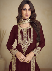 Nakshatra Maroon Stylish Party wear Suit