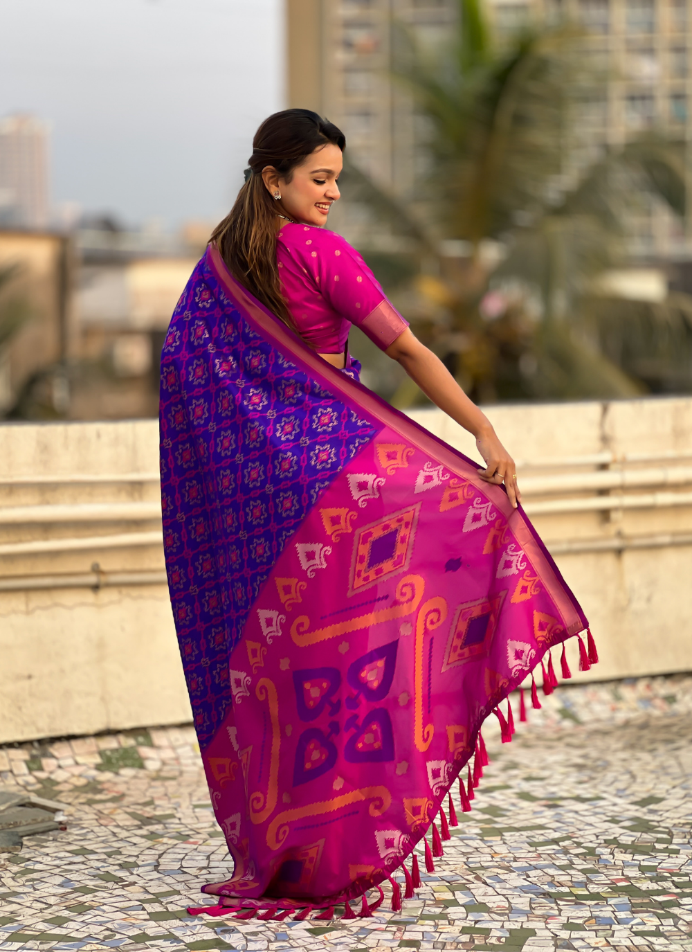 Nakshatra Royal Blue Ikkat  Patola Silk Saree