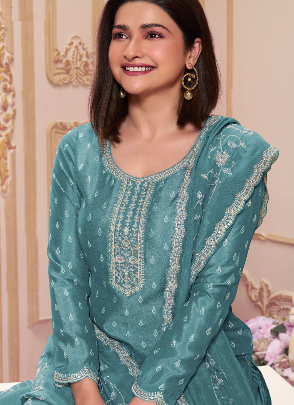 Nakshatra Sky Blue Light Party Wear Suit