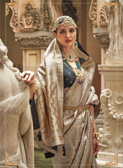 Nakshatra Cream Zari Woven Saree