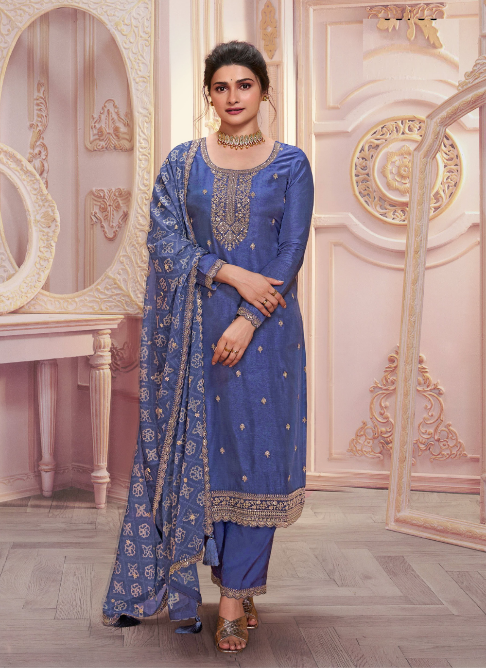 Nakshatra Georgette Blue Party Wear Salwar Suit