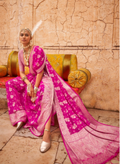 Nakshatra Pink Zari Woven Georgette Saree