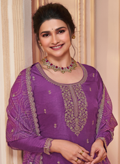 Nakshatra Georgette Purple Party Wear Salwar Suit