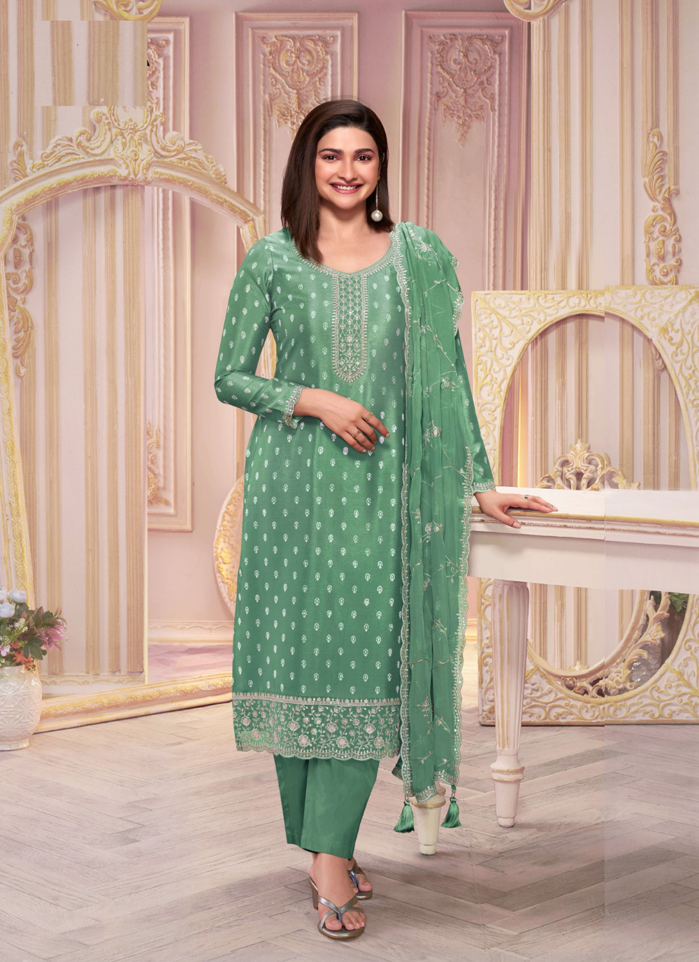 Nakshatra Green Light Party Wear Suit