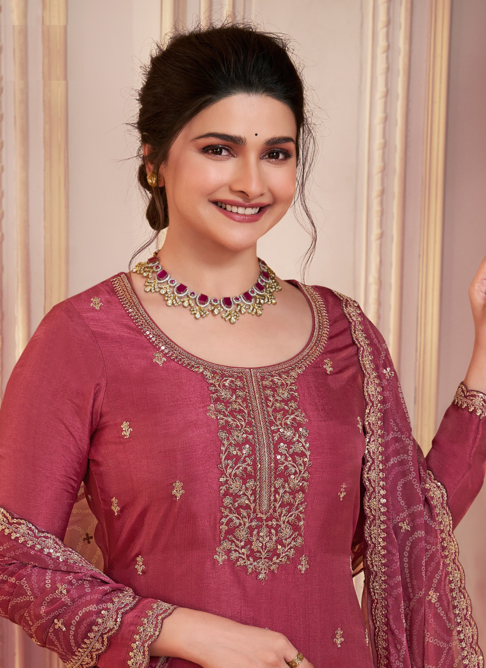 Nakshatra Georgette Burgundy Party Wear Salwar Suit