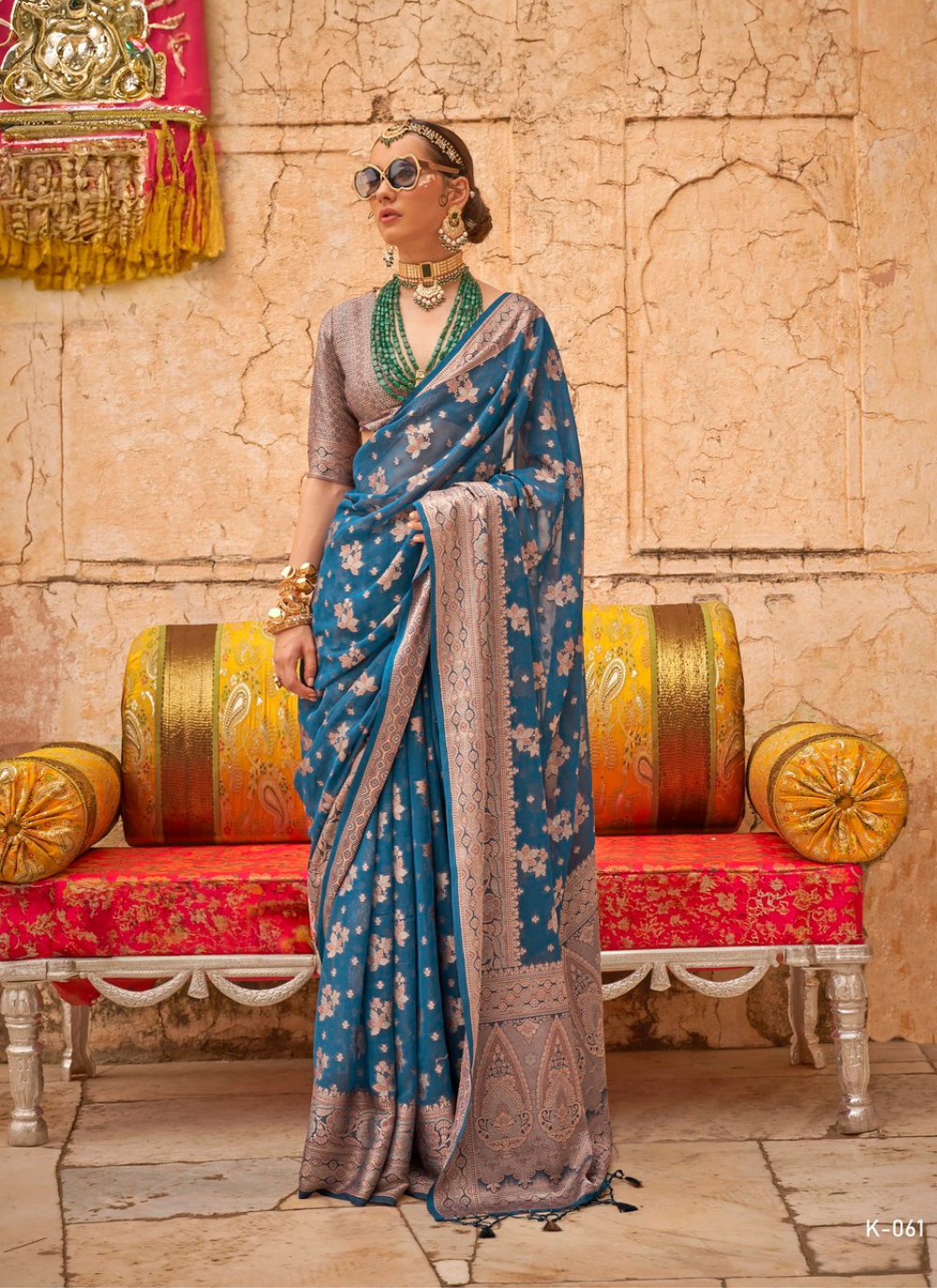 Nakshatra Blue Zari Woven Georgette Saree