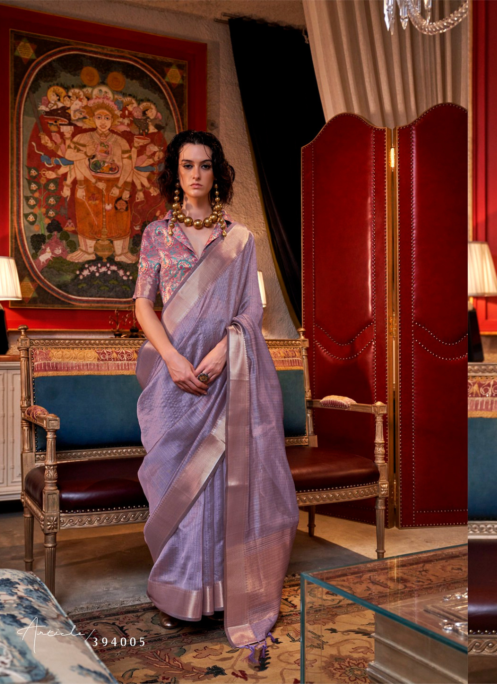 Nakshatra Lavender Chiffon Silk Saree