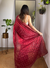 Nakshatra Maroon Trendy Sequin Saree