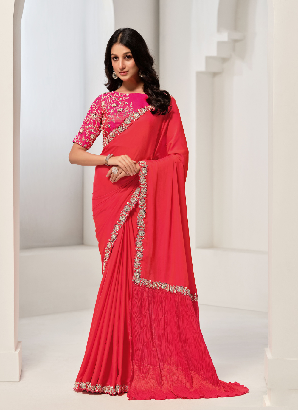 Nakshatra Red Silk Saree