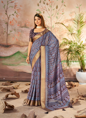 Nakshatra  Designer Digital Print Blue(B) saree