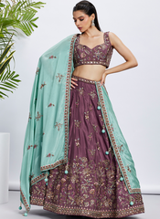 Nakshatra Rose Gold Embroidery Lehenga