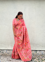 Nakshatra Peach Kanjeevaram silk saree