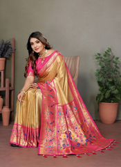 Nakshatra Yellow Banarasi Tissue Silk Saree