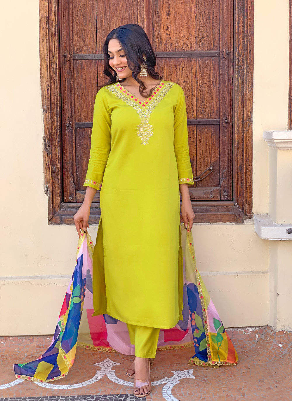 Nakshatra  Lemon Ethnic Kurta Set