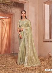 Nakshatra  Pista Green Shimmery saree