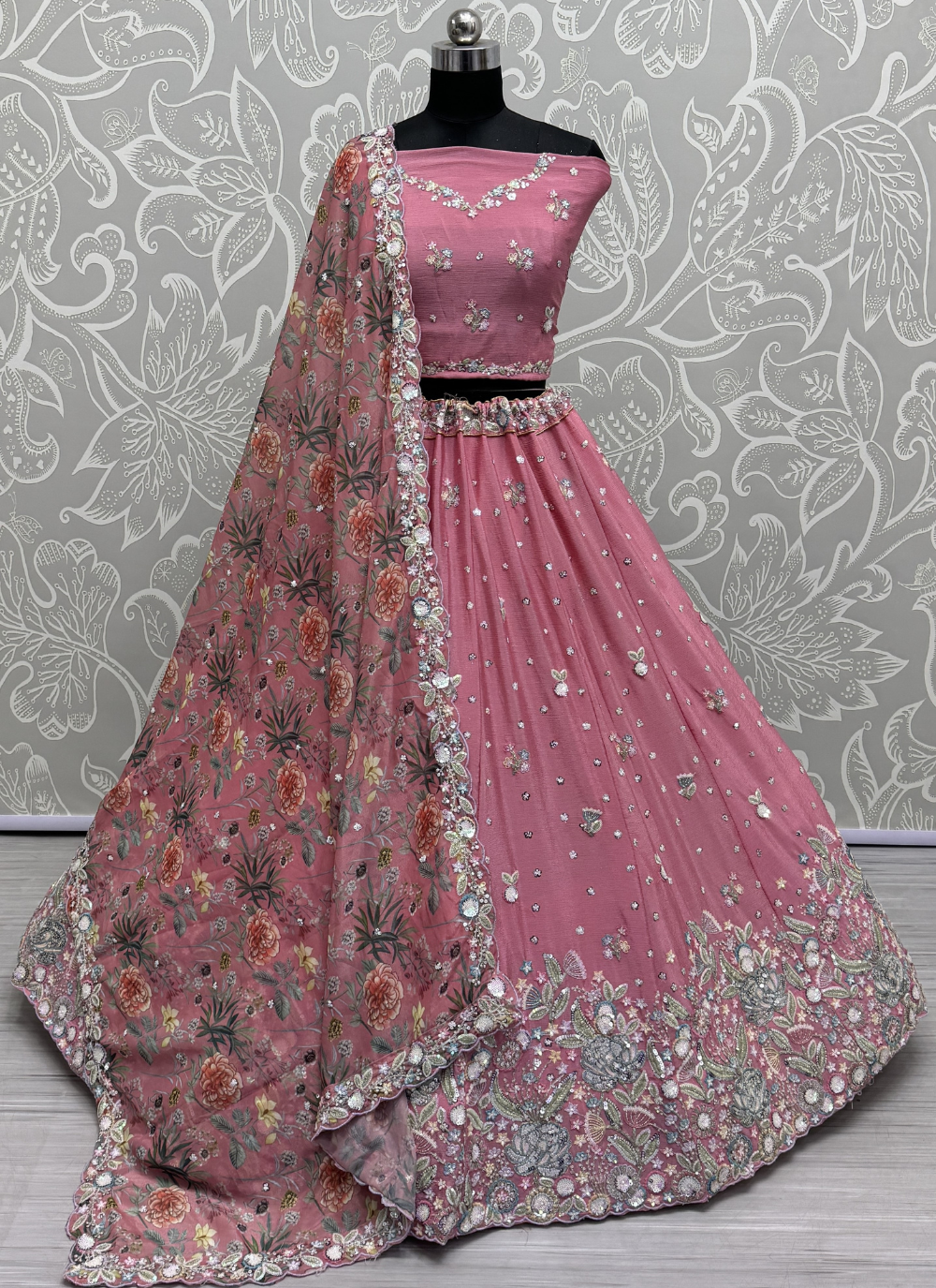 Nakshatra Pink Embellished Lehenga Choli