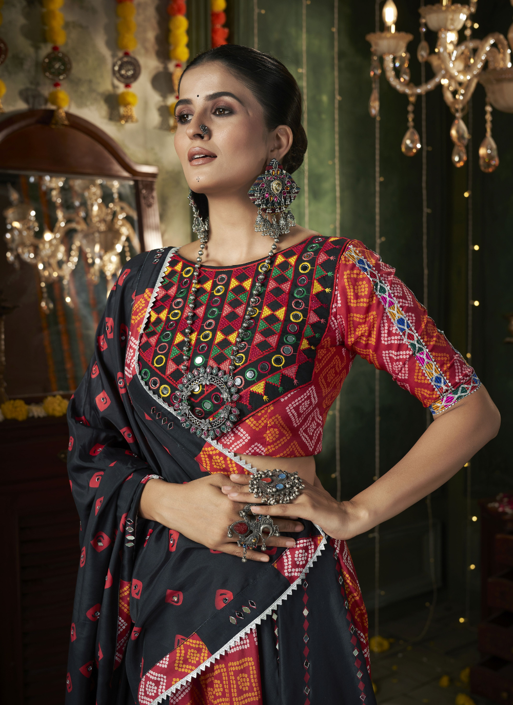 Nakshatra Bold Black Navratri Lehenga Choli