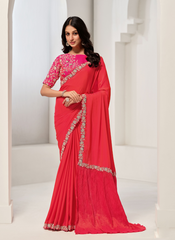 Nakshatra Classy Coral crepe silk saree