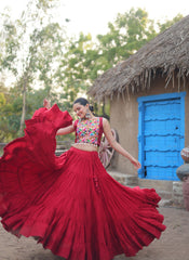 Nakshatra Marvellous Maroon Navratri Lehenga.