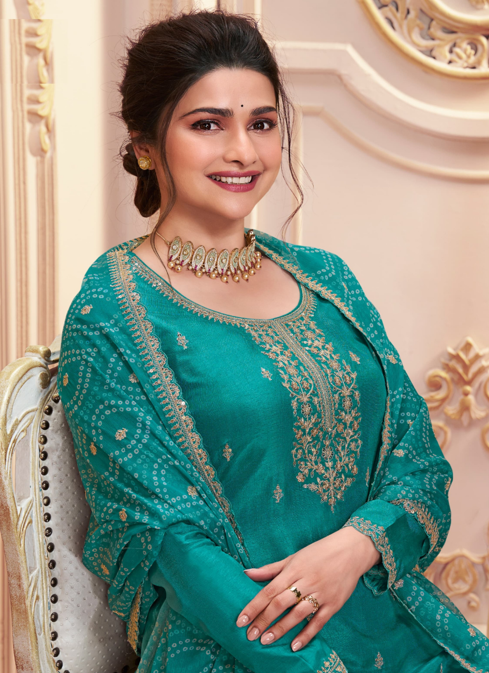 Nakshatra Georgette Sea Green Party Wear Salwar Suit