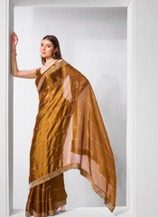 Nakshatra Brown Party Wear Chiffon Saree