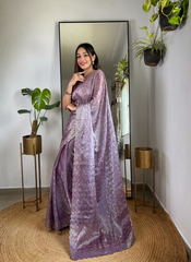 Nakshatra Purple Trendy Sequin Saree