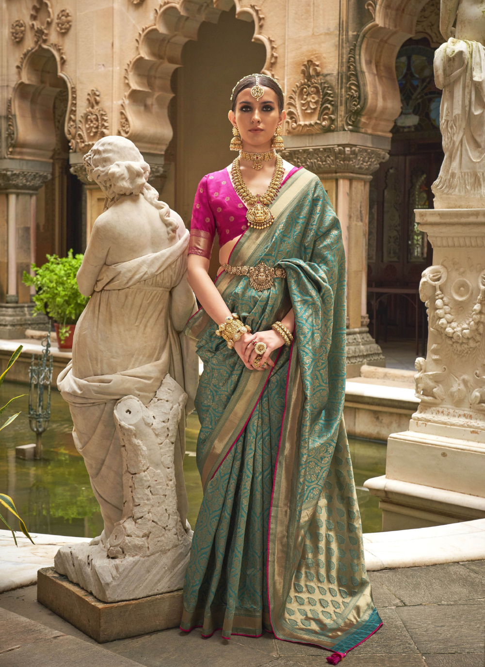 Nakshatra Sky Blue Zari Woven Saree