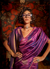 Nakshatra Dark Purple Banarasi Woven Saree