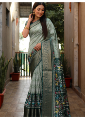 Nakshatra Pista Kalamkari Silk saree