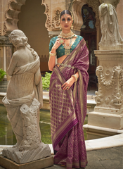 Nakshatra Purple Zari Woven Saree