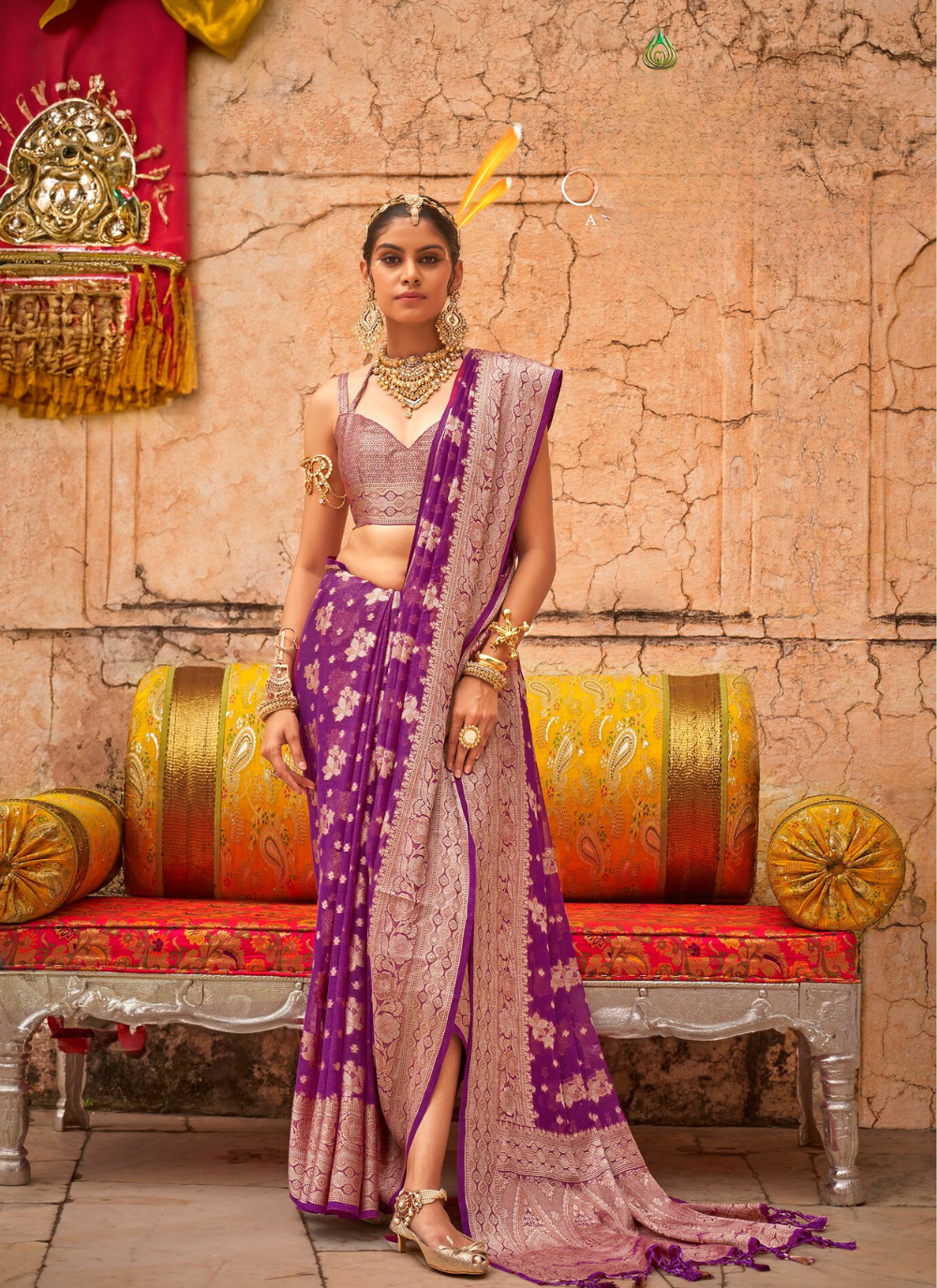 Nakshatra Violet Zari Woven Georgette Saree