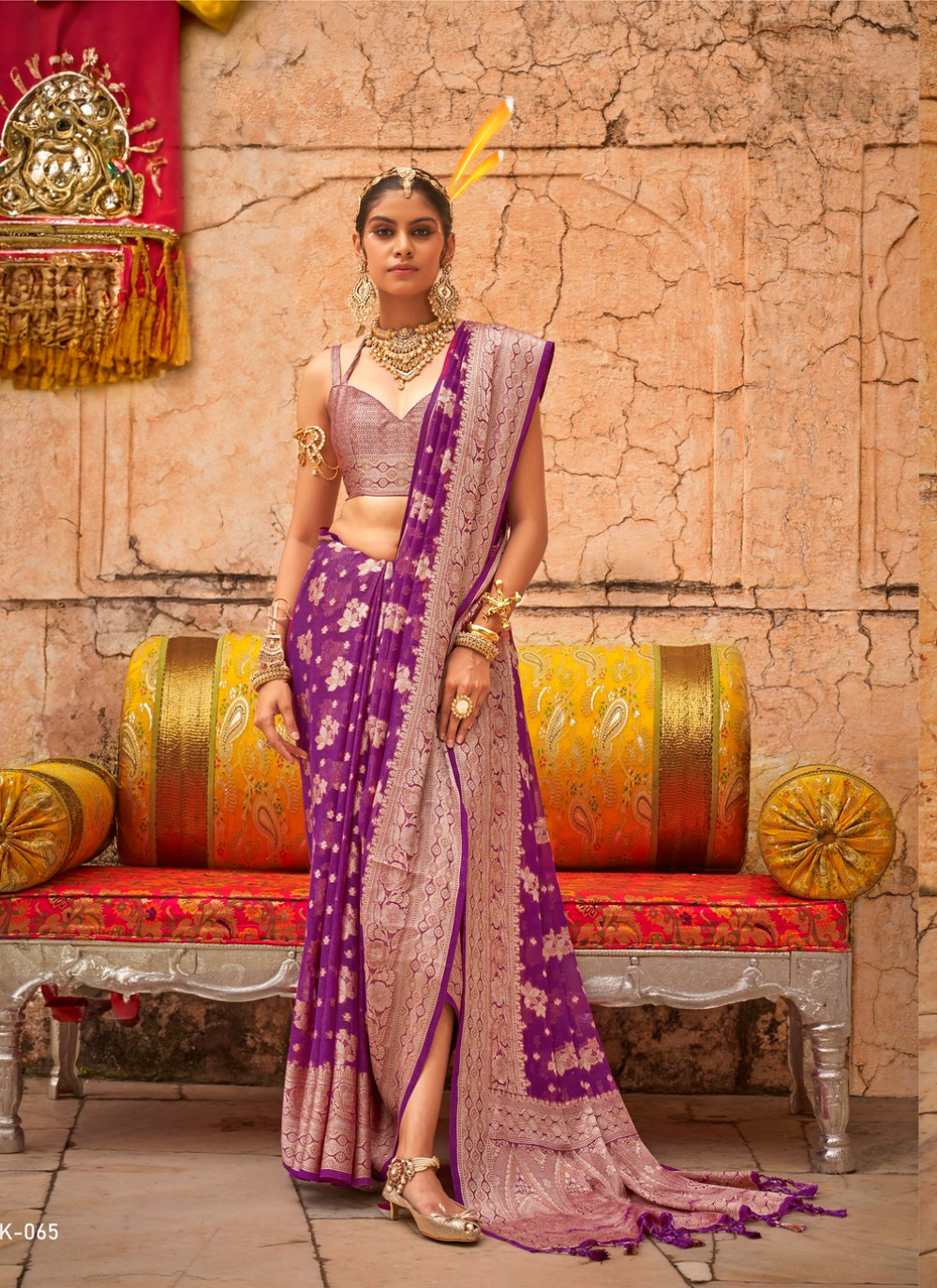 Nakshatra Violet Zari Woven Georgette Saree