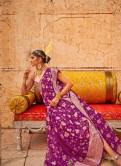 Nakshatra Violet Zari Woven Georgette Saree