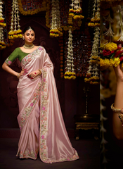 Nakshatra Pink Banarasi Kanjivaram Designer Saree