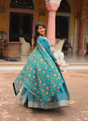 Nakshatra Teal Blue Party wear Indian Gown