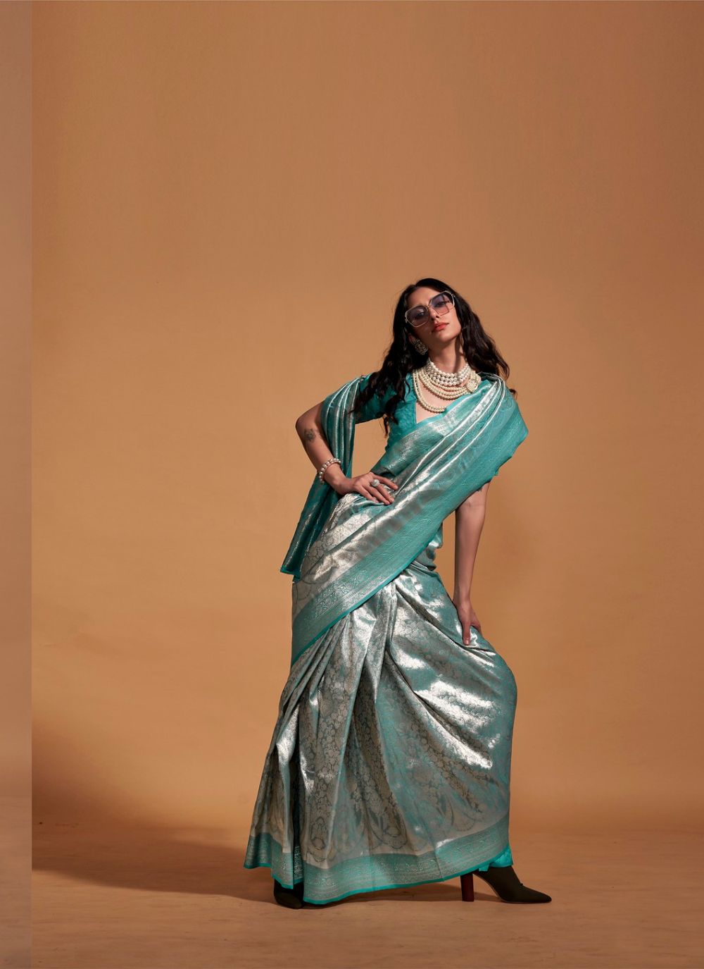 Nakshatra Turquoise  Kanjeevaram  saree