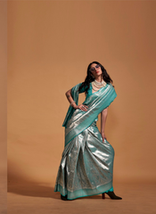 Nakshatra Turquoise  Kanjeevaram  saree