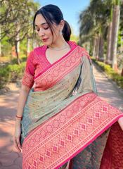 Nakshatra Grey Silk saree
