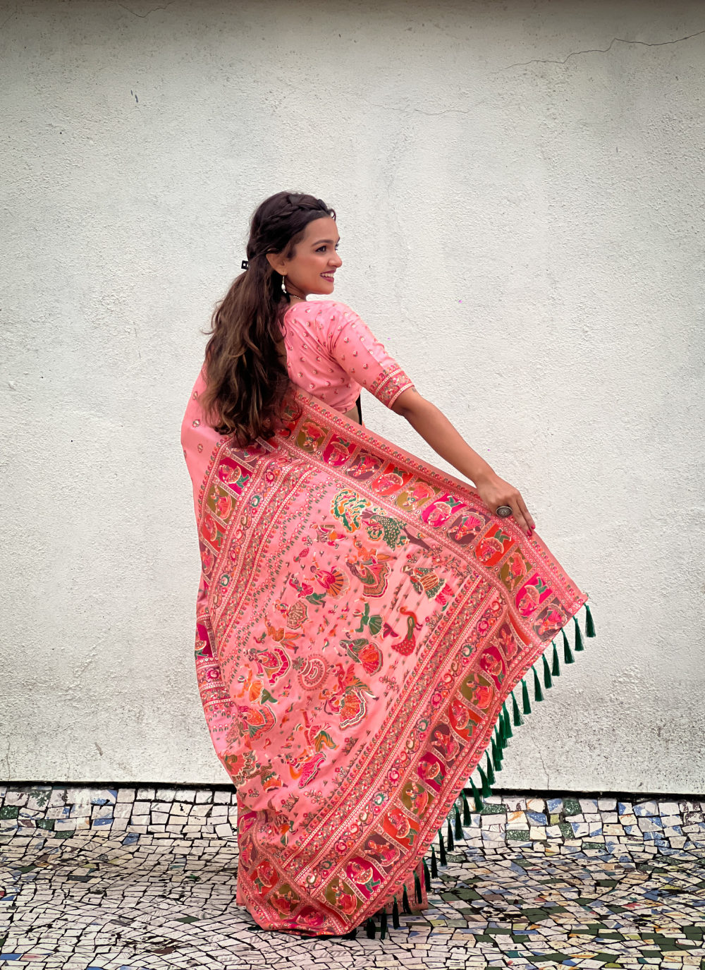 Nakshatra Peach Kanjeevaram silk saree