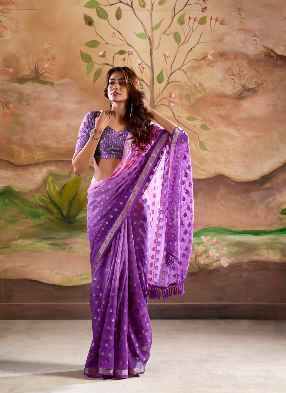 Nakshatra Voilet Banarsi Georgette saree