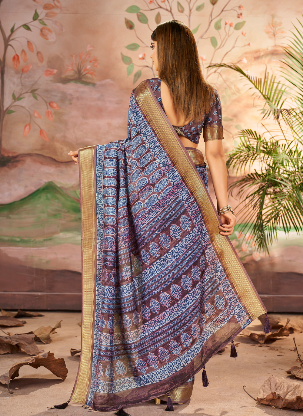 Nakshatra  Designer Digital Print Blue(B) saree