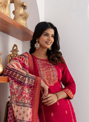 Nakshatra Cherry Readymade Jaquard Silk Suit
