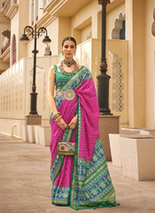 Nakshatra Pink Soft Patola  Silk Saree