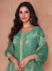 Nakshatra Green Georgette Gharara Suit